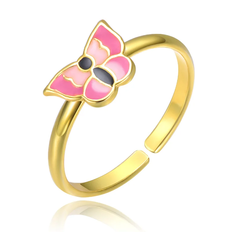Final Call For Exquisite Jewelry At Reduced Rates Children's 14k Gold Plated Enamel Butterfly Adjustable Ring