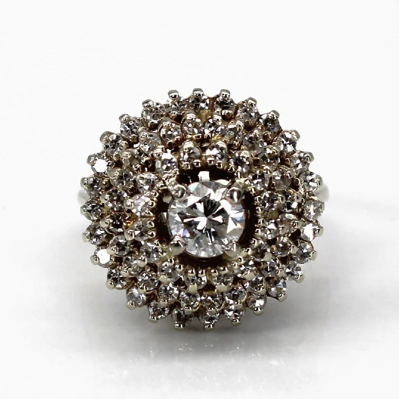 Affordable Luxury Jewelry For Every Occasion Cluster Diamond High Set Cocktail Ring | 1.28ctw | SZ 5 |