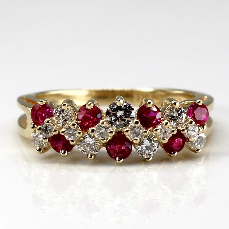 Premium Diamond Jewelry For Unforgettable Moments Cluster Set Diamond & Ruby Ring | 0.45ctw | 0.32ctw | SZ 7 | Premium Diamond Jewelry For Unforgettable Moments Cluster Set Diamond & Ruby Ring | 0.45ctw | 0.32ctw | SZ 7 |