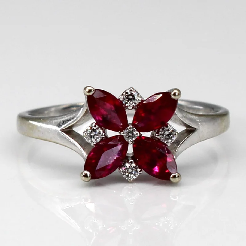 Limited-Time Jewelry Sale – Don't Miss Out On Dazzling Discounts Cluster Set Ruby & Diamond Ring | 0.87ctw | 0.06ctw | SZ 5.5 |
