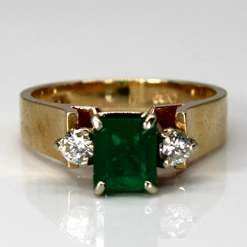 Limited-Stock Jewelry Sale – Once It's Gone, It's Gone Emerald and Diamond 18k Ring | 0.90 ct Emerald, 0.20 ctw Diamonds | SZ 6.25