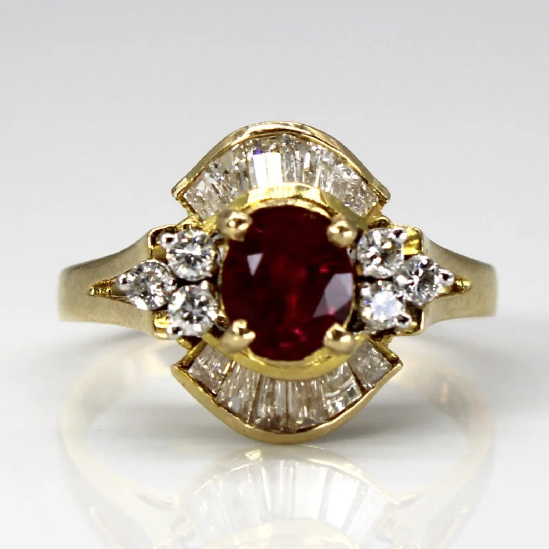 Unbeatable Offers On Luxury And Everyday Jewelry Ruby and Diamond Cluster 14k Ring | 1.03ct, 0.54 ctw,| SZ 6.75 |