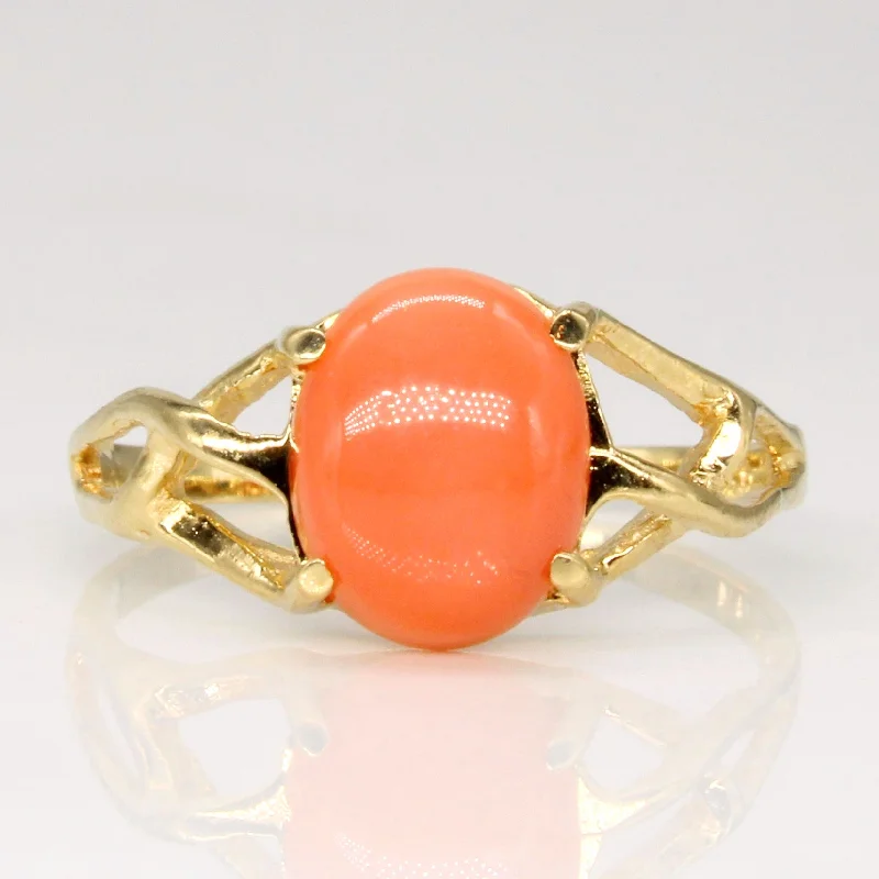 Last Chance To Shop High-End Jewelry At Markdown Prices Coral Cabochon 14k Ring | 1.50ct | SZ 6.5 |