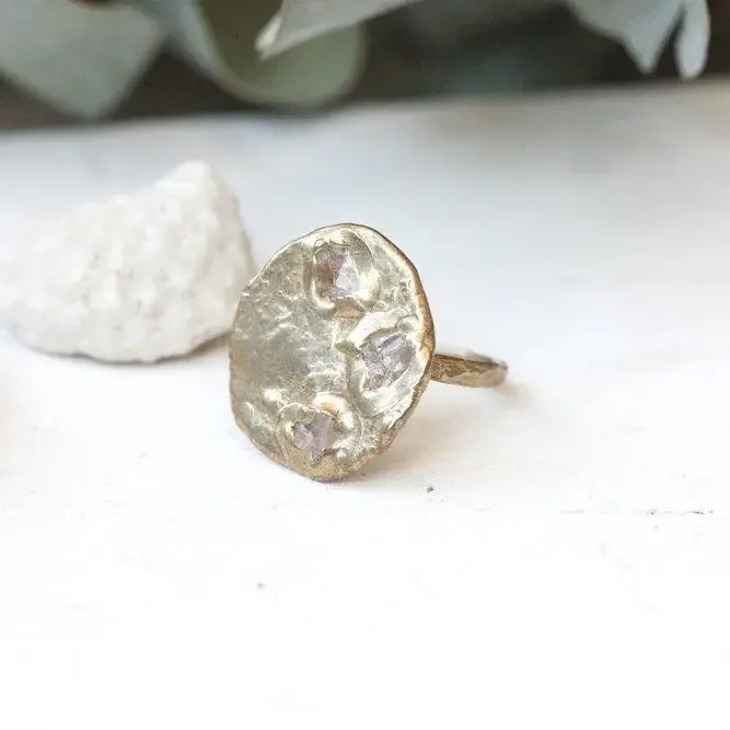 Affordable Luxury Jewelry For Every Occasion Crescent Ring - Brass + Rose Quartz