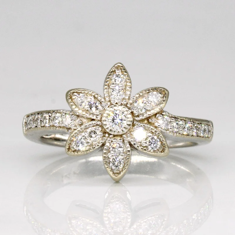 Must-Have Jewelry At Unbelievable Discounts Diamond Flower Ring | 0.27ctw | SZ 6.5 |