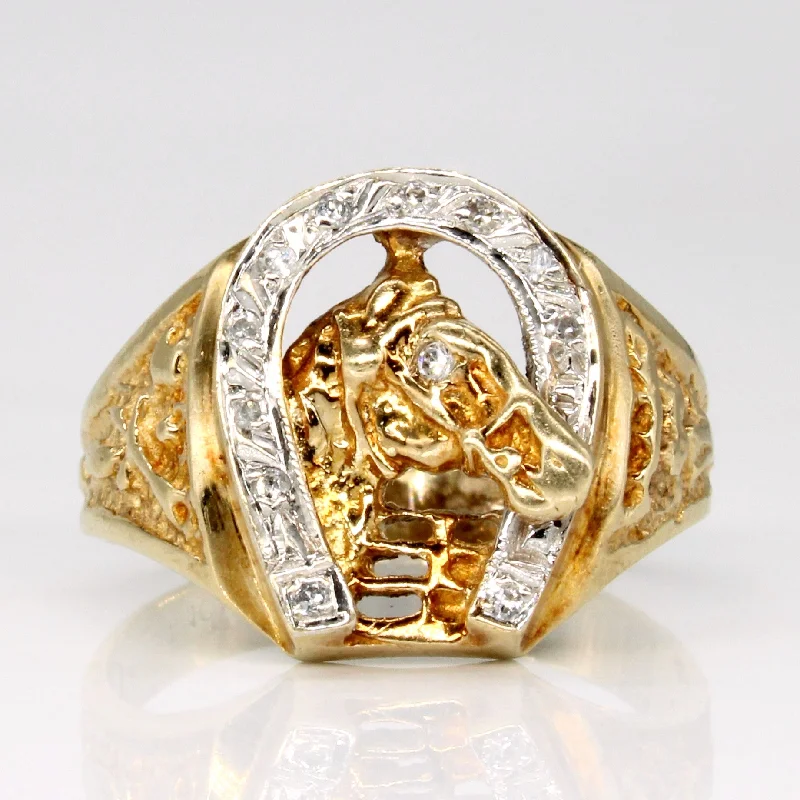 Bold And Beautiful Jewelry Now At Irresistible Prices Diamond Horse Portrait Ring | 0.05ctw | SZ 8.5 |