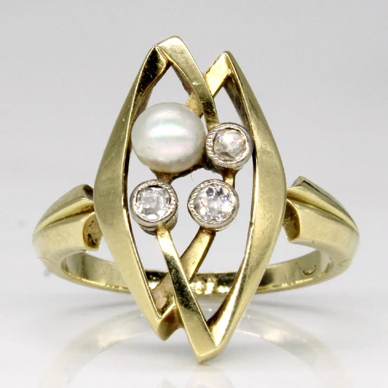 Seasonal Jewelry Sale – Upgrade Your Style Today Diamond & Pearl Cocktail Ring | 0.11ctw | SZ 5.25 |