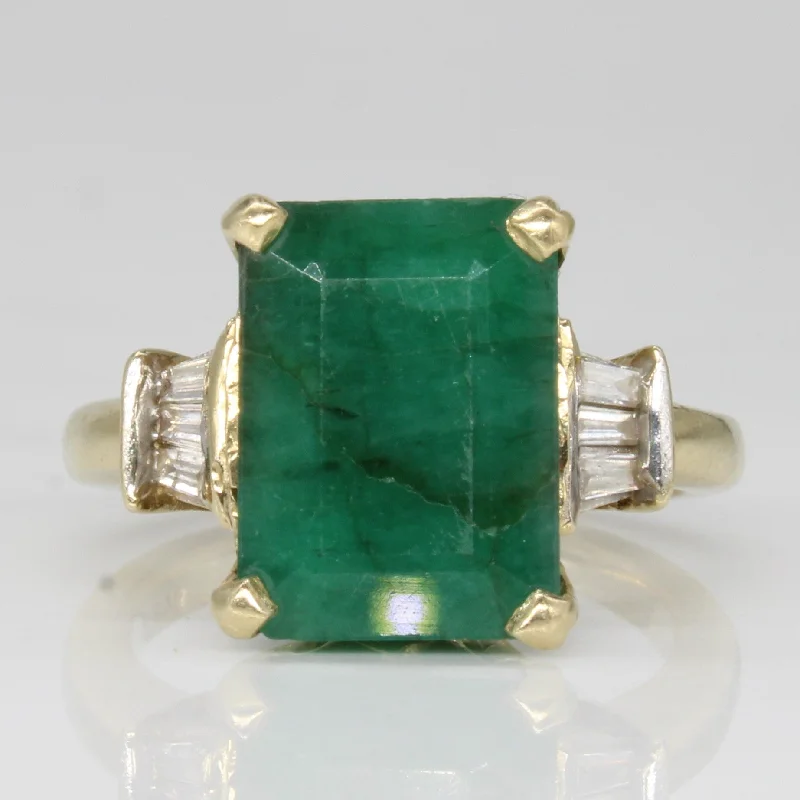 Breathtaking Jewelry, Breathtaking Prices Dyed Green Quartz & Diamond Cocktail Ring | 5.50ct, 0.18ctw | SZ 6.5 |