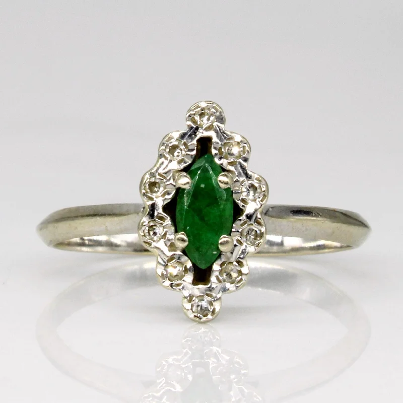 Exclusive Online Jewelry Sale – Don't Wait Emerald & Diamond Cocktail 18k Ring | 0.16ct, 0.05ctw | SZ 5 |