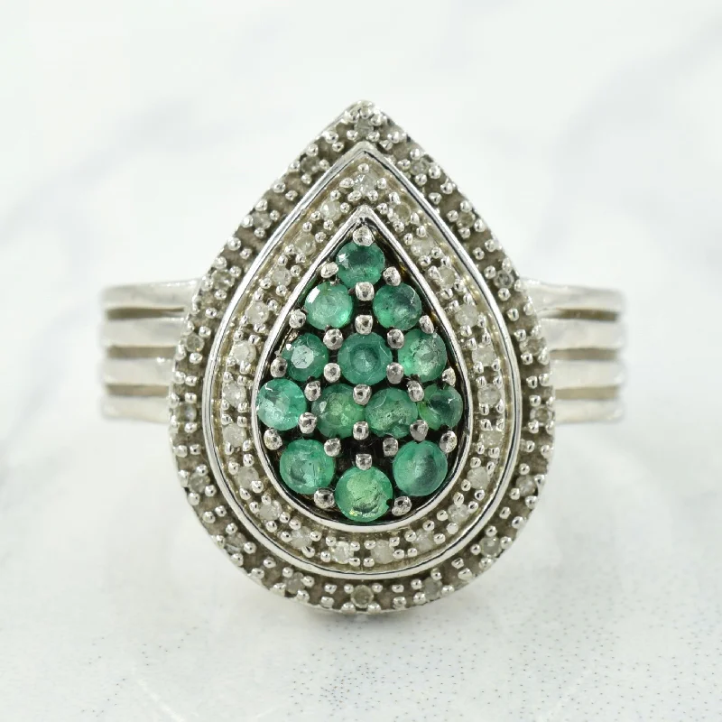 Elegant Necklaces And Bracelets At Limited-Time Offers Emerald & Diamond Cocktail Ring | 0.36ctw, 0.10ctw | SZ 7 |