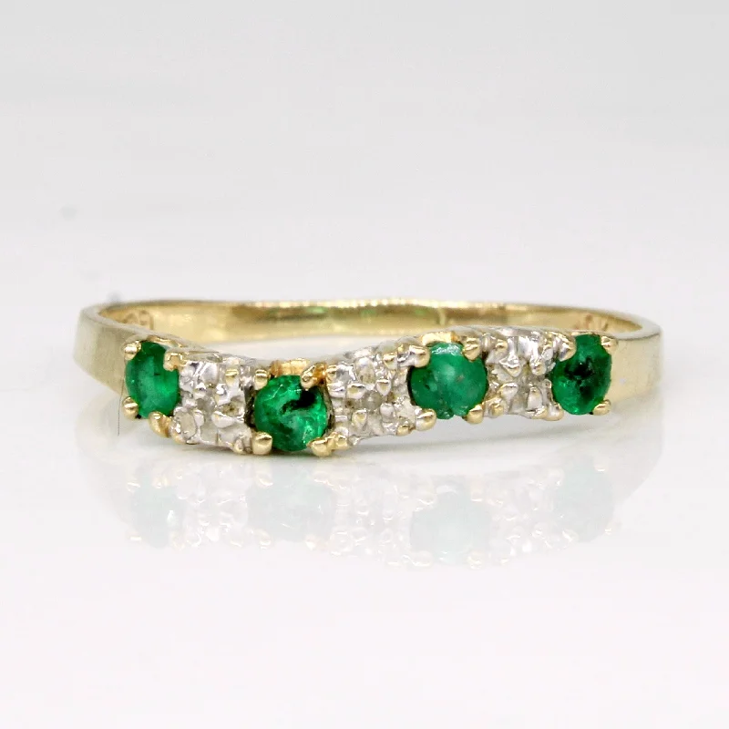 Glamorous Jewelry, Glamorous Deals – Shop Now Emerald & Diamond Wave Ring | 0.20ctw, 0.01ctw | SZ 7.75 |