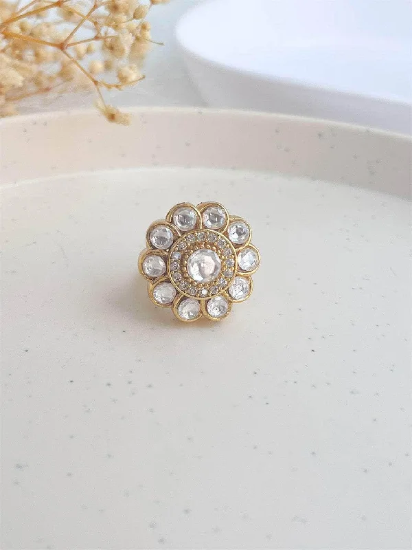Dazzle With Discounts – Shop Jewelry On Sale Gold Finish Kundan Polki Ring