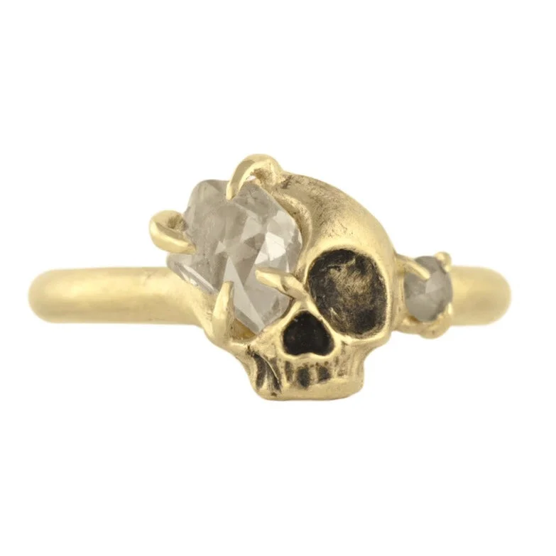 Luxury Jewelry Sale – Sparkle For Less Half Skull Ring - 14k Gold + Diamond