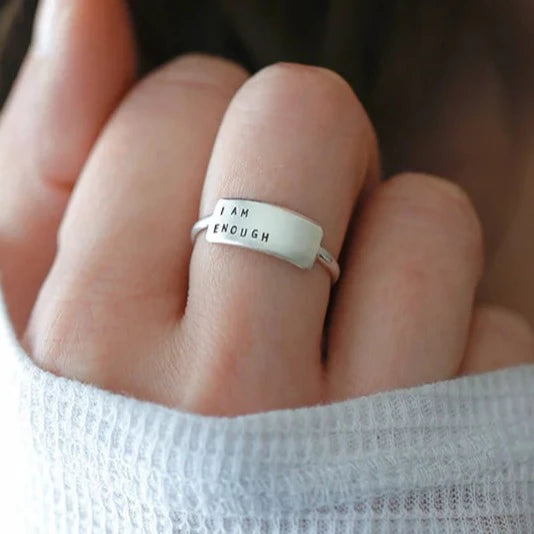 Don't Miss Out – Shop Elegant Jewelry For Less I Am Enough: Inspirational Stamped Ring Don't Miss Out – Shop Elegant Jewelry For Less I Am Enough: Inspirational Stamped Ring