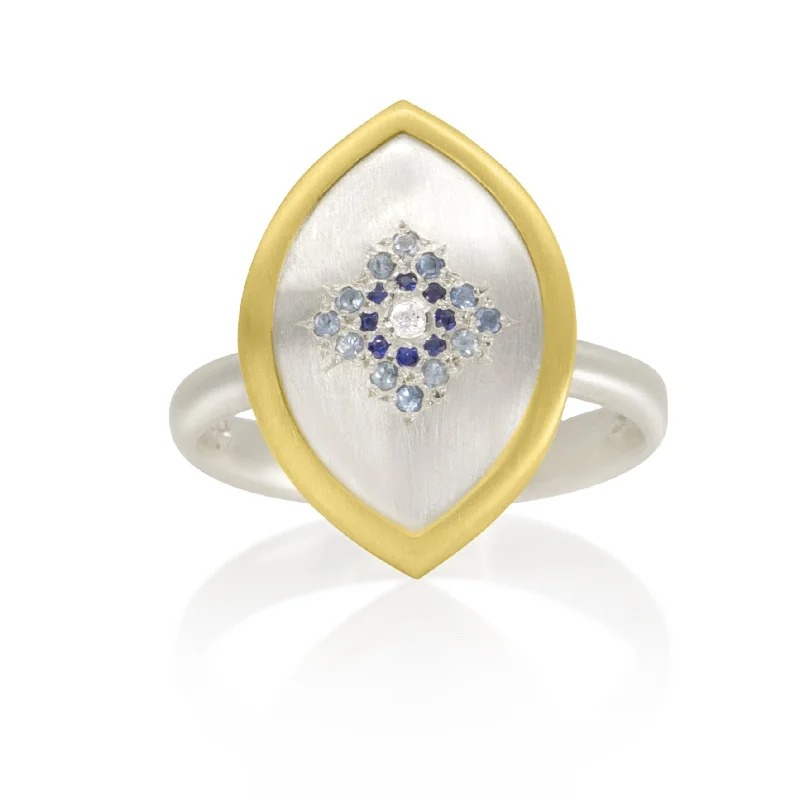 Seasonal Jewelry Deals – Elevate Your Style Lumiere Ring - 18ky, Sterling Silver, Aquamarine, Sapphire + Diamond