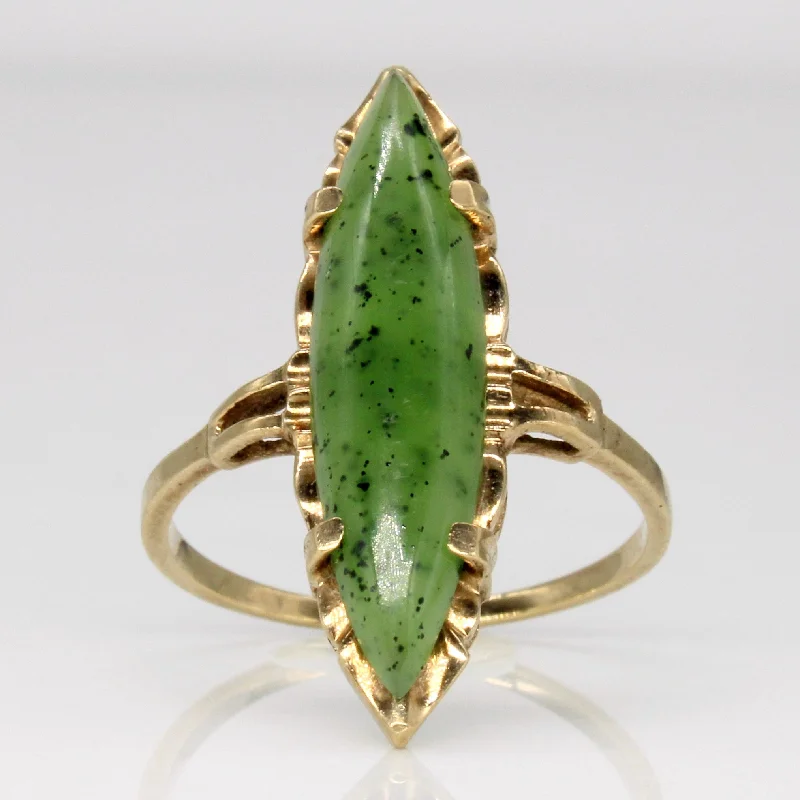 Timeless Elegance Now At Special Discounts Nephrite Navette Cocktail 10k Ring | 3.30ct | SZ 7 |