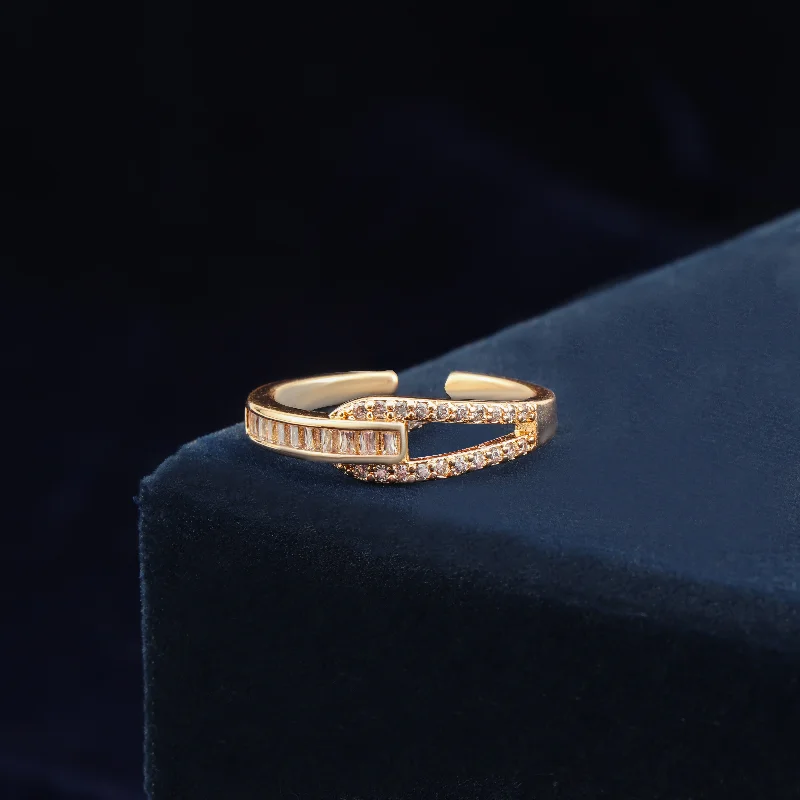 Limited-Time Offer On Premium Jewelry Collections Nipura Golden Baguette Interlocked Cuff-ring