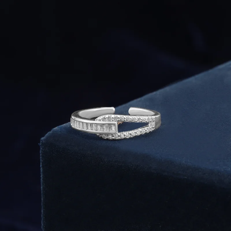 Buy More, Save More On Stunning Jewelry Designs Nipura Zircon Baguette Interlocked Cuff-ring Buy More, Save More On Stunning Jewelry Designs Nipura Zircon Baguette Interlocked Cuff-ring