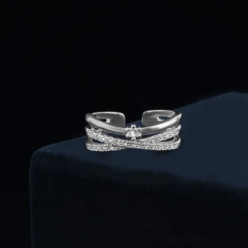 Special Deals On Handcrafted And Designer Jewelry Nipura Zircon Criscross Cuff-ring Special Deals On Handcrafted And Designer Jewelry Nipura Zircon Criscross Cuff-ring