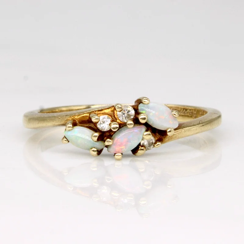 Shop Dazzling Jewelry At The Best Prices Opal & Diamond Bypass Ring | 0.18ctw, 0.03ctw | SZ 6.25 |