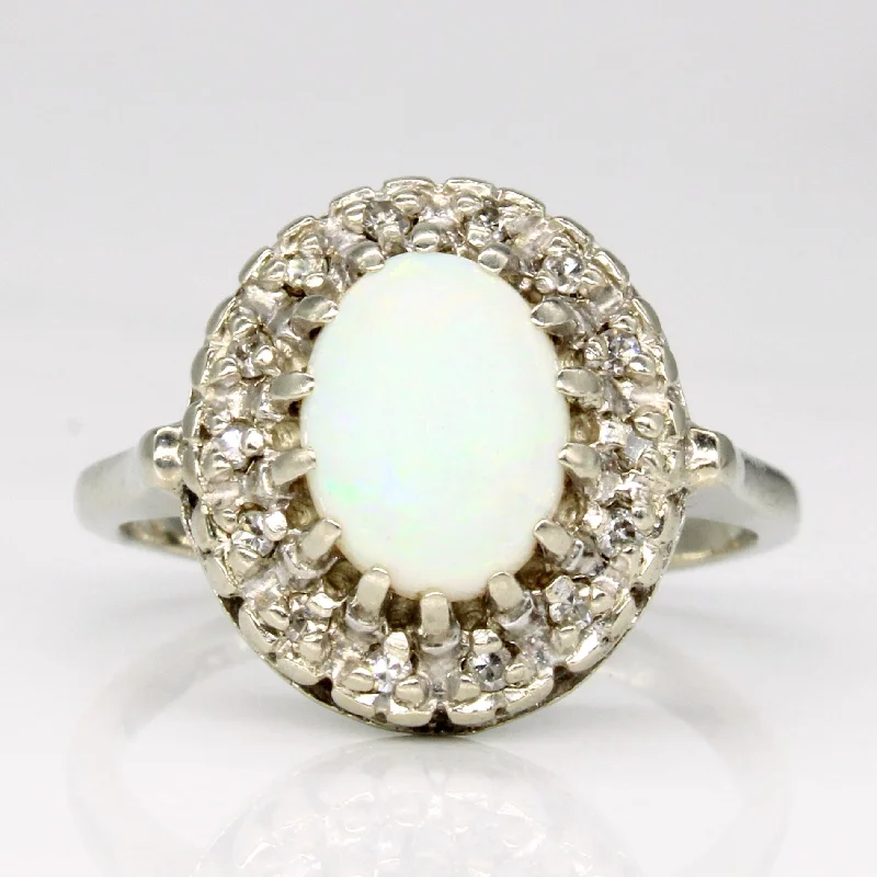 Unique Jewelry Designs Now At Discounted Rates Opal & Diamond Halo Ring | 1.00ct, 0.10ctw | SZ 7 |