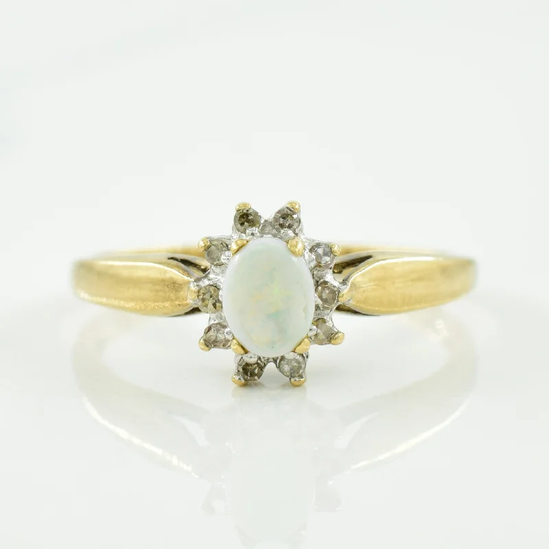 Stunning Statement Jewelry, Unbeatable Discounts Opal & Diamond Ring | 0.20ct, 0.05ctw | SZ 7 |