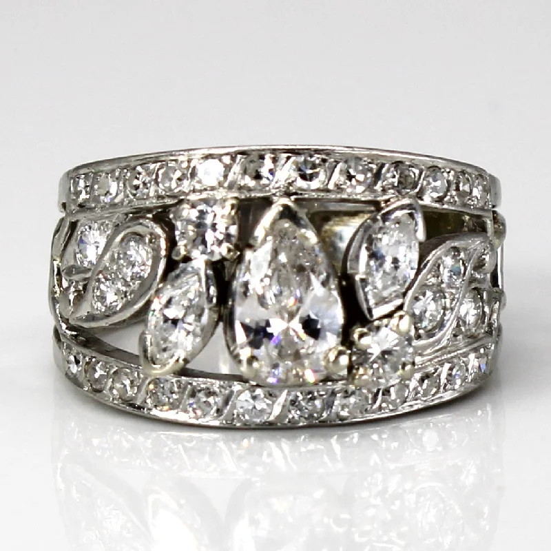 Once-A-Year Jewelry Sale – Grab Your Favorites Now Open Work Multi Diamond Platinum Ring | 1.53ctw | SZ 6.5 |