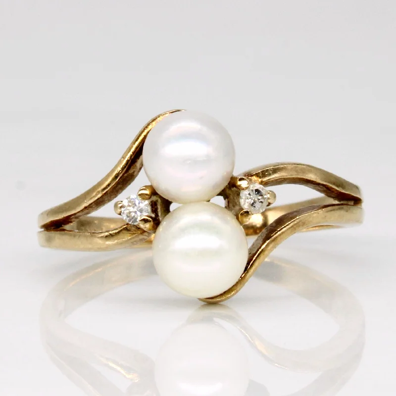 Grab Exquisite Jewelry At The Lowest Prices Pearl & Bypass Ring | 0.04ctw | SZ 5 |