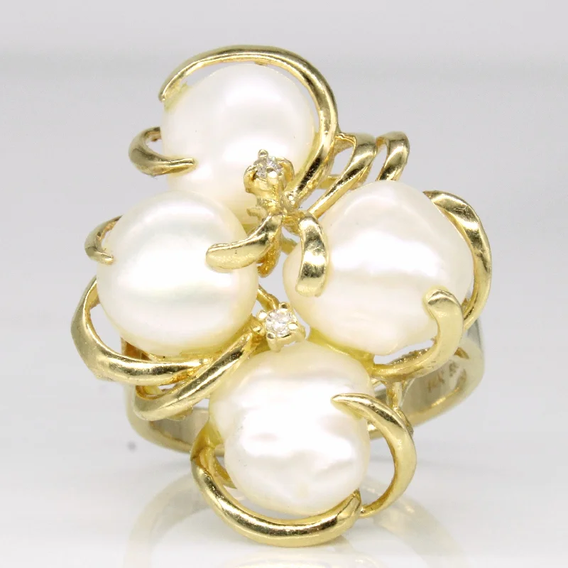 Limited-Stock Jewelry Clearance – Grab Your Favorites Now Pearl & Diamond Cocktail Ring | 0.02ctw | SZ 6.25 |