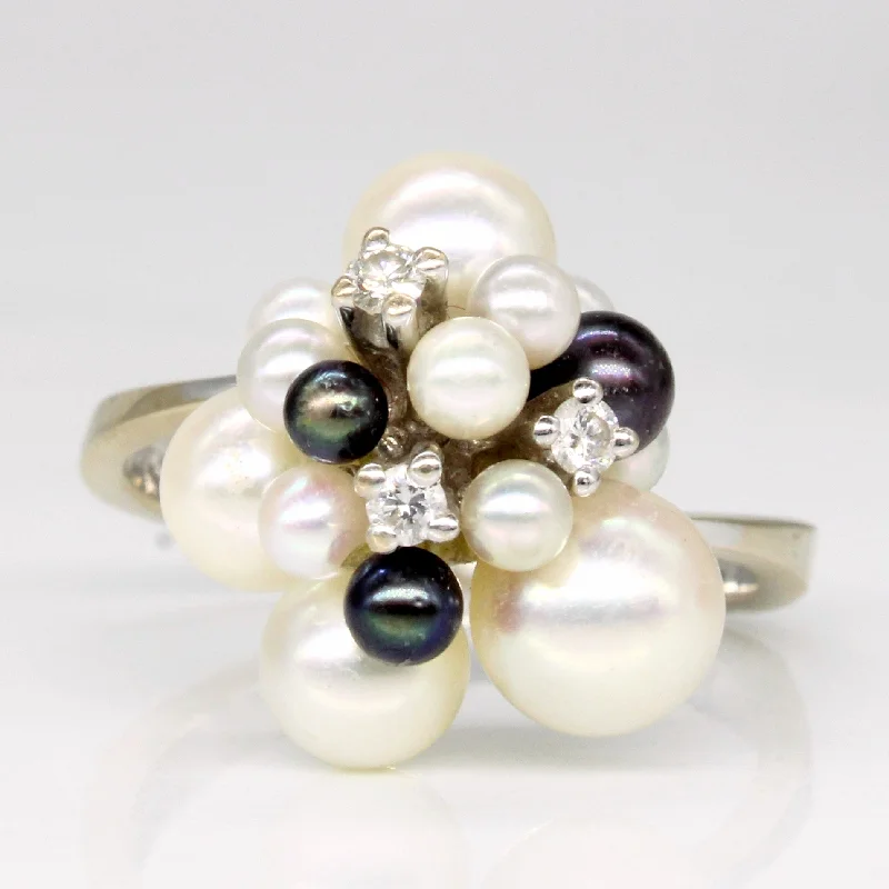 Personalized Jewelry Sale – Unique Pieces At Great Prices Pearl & Diamond Cocktail Ring | 0.09ctw | SZ 6.75 |