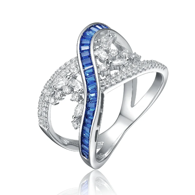 Holiday Jewelry Sale – Perfect Gifts At Great Prices Sterling Silver Rhodium Plated with Sapphire Cubic Zirconia Criss-Cross Ring Holiday Jewelry Sale – Perfect Gifts At Great Prices Sterling Silver Rhodium Plated with Sapphire Cubic Zirconia Criss-Cross Ring