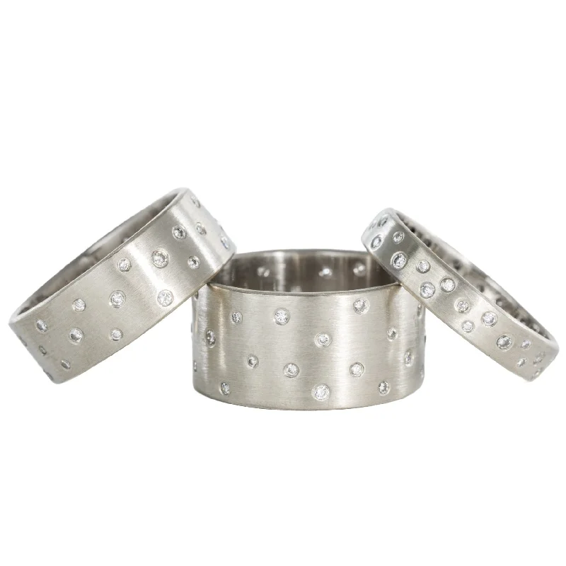 Timeless Elegance Now At Special Discounts 18kpw Scattered Diamond Band (Diamonds All The Way Around) - 4mm, 7mm, 10mm Timeless Elegance Now At Special Discounts 18kpw Scattered Diamond Band (Diamonds All The Way Around) - 4mm, 7mm, 10mm