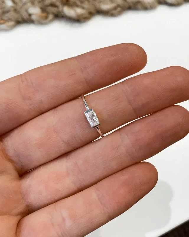 High-End Sparkle, Low-End Prices – Shop Now Rectangle CZ Ring  - Sterling Silver