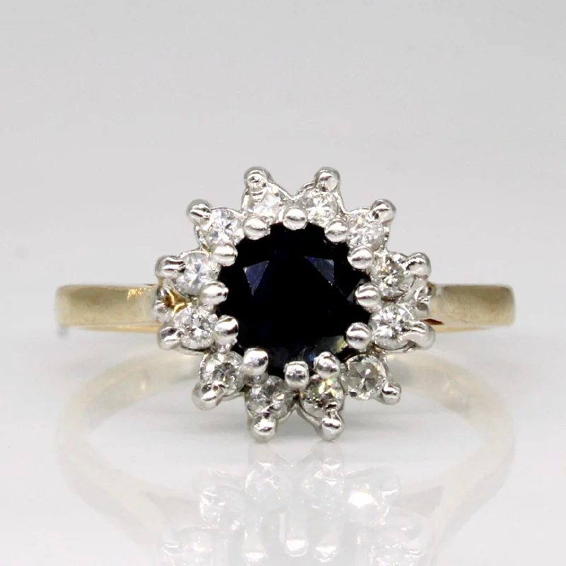 Stunning Jewelry At Even More Stunning Prices Sapphire & Diamond Halo Ring | 0.70ct, 0.12ctw | SZ 4 |