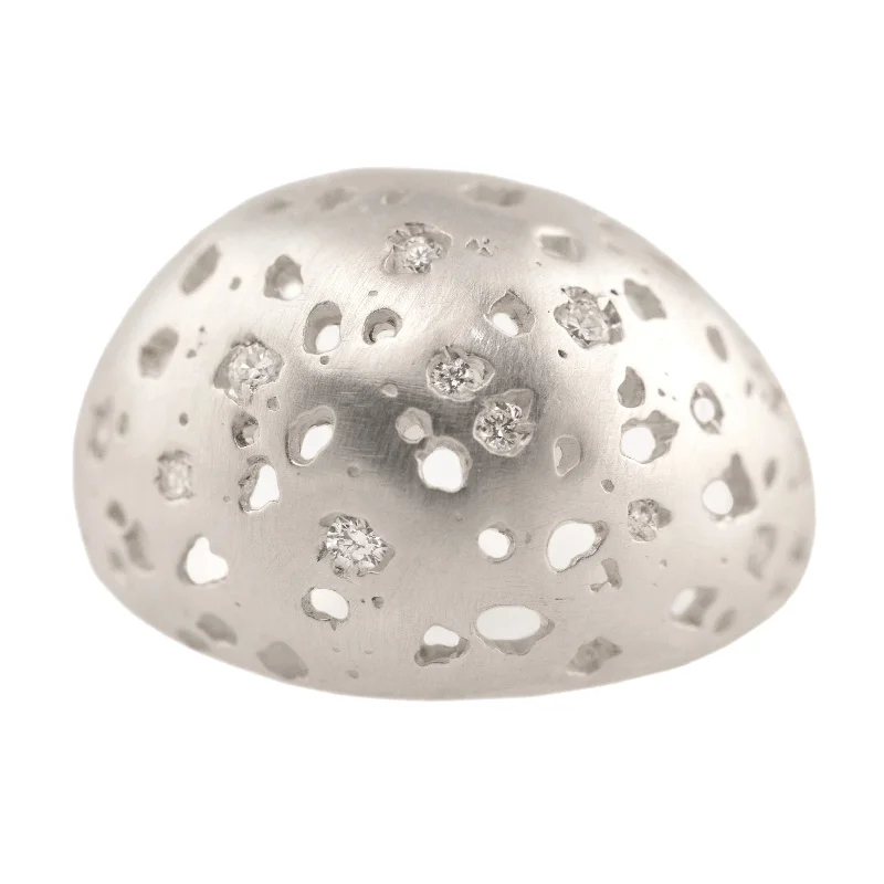 Classic And Modern Jewelry Styles On Sale Shadow Dome Band with Diamond - Silver