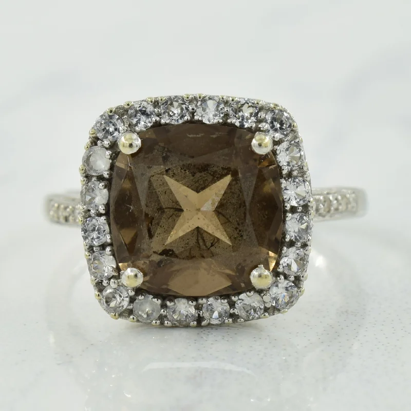 Premium Diamond Jewelry At Once-In-A-Lifetime Discounts Smoky Quartz, Synthetic White Sapphire, & Diamond Ring | 3.74ct, 0.50ctw, 0.02ctw | SZ 5.25 |