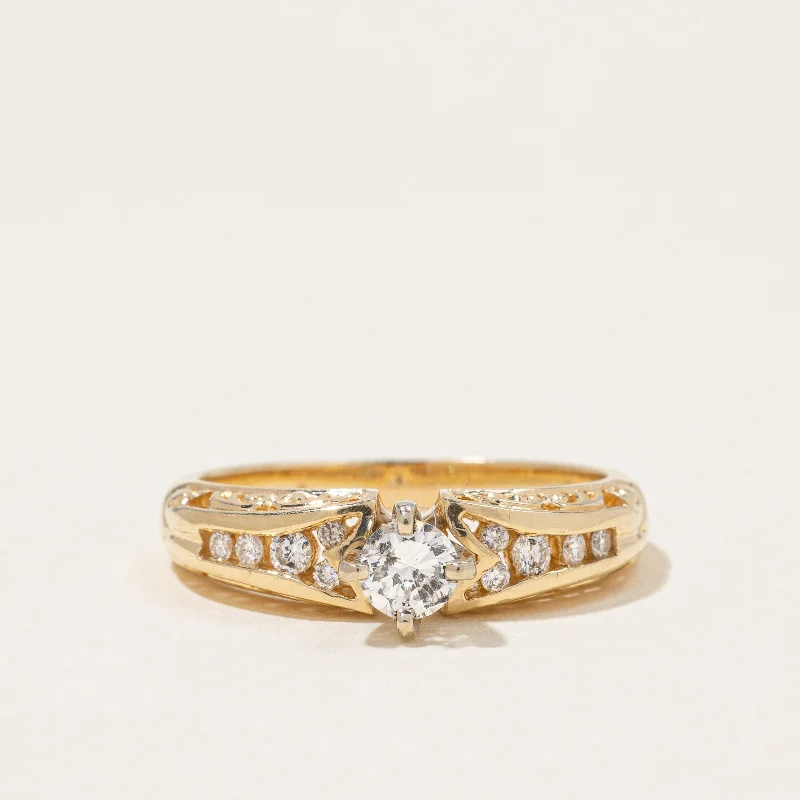 Bestselling Jewelry At Special Promotional Rates Solitaire with Accents Diamond Filigree Ring | 0.39ctw | SZ 7.25 |