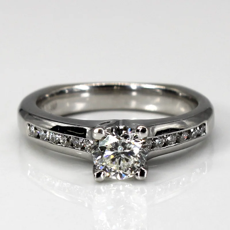 Limited-Time Offer On Elegant Jewelry Pieces Solitaire with Accents Diamond Ring | 0.72ctw SI1 F/G | SZ 6.5 |