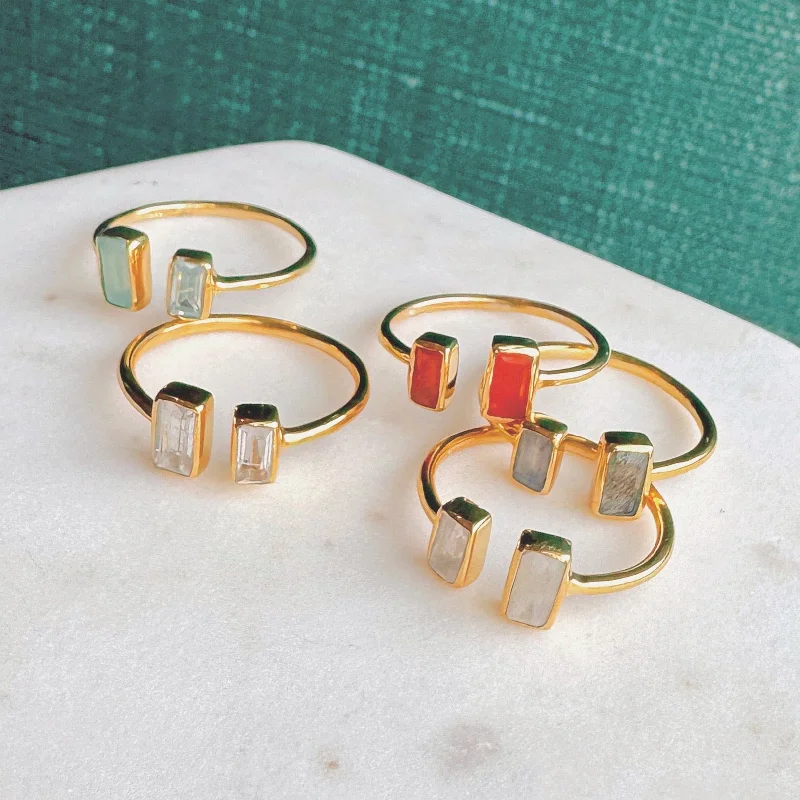 Luxury Jewelry At Unbeatable Discounts Split Stones Semi-Precious Vermeil Ring