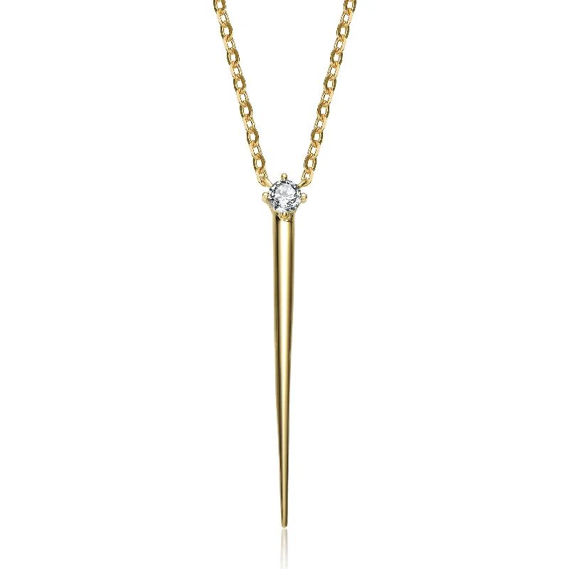 Grab Your Dream Jewelry At The Lowest Prices Sterling Silver 14k Yellow Gold Plated 0.10ct Lab Created Moissanite Gothic Spike Pendant Layering Necklace Grab Your Dream Jewelry At The Lowest Prices Sterling Silver 14k Yellow Gold Plated 0.10ct Lab Created Moissanite Gothic Spike Pendant Layering Necklace