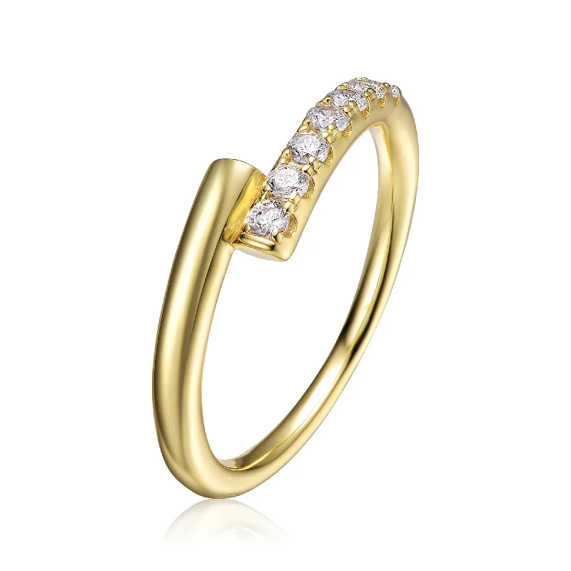 Seasonal Jewelry Deals – Elevate Your Style 14k Yellow Gold Plated with Cubic Zirconia Bypass Stacking Ring in Sterling Silver Seasonal Jewelry Deals – Elevate Your Style 14k Yellow Gold Plated with Cubic Zirconia Bypass Stacking Ring in Sterling Silver