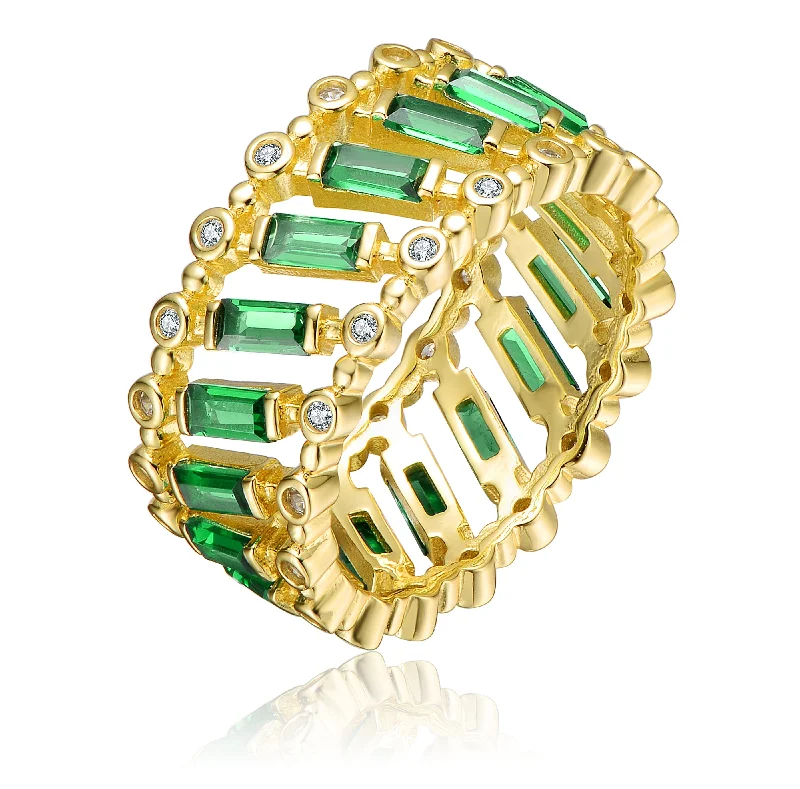 Special Jewelry Deals – Upgrade Your Collection Sterling Silver 14k Yellow Gold Plated with Emerald & Baguette Eternity Band Ring Special Jewelry Deals – Upgrade Your Collection Sterling Silver 14k Yellow Gold Plated with Emerald & Baguette Eternity Band Ring