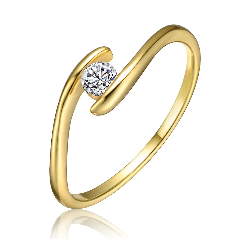 Limited Stock On Premium Jewelry At Low Prices Sterling Silver 14k Yellow Gold Plated with 0.10ctw Lab Created Moissanite Promise Engagement Stacking Wavy Bypass Minimalistic Ring Limited Stock On Premium Jewelry At Low Prices Sterling Silver 14k Yellow Gold Plated with 0.10ctw Lab Created Moissanite Promise Engagement Stacking Wavy Bypass Minimalistic Ring