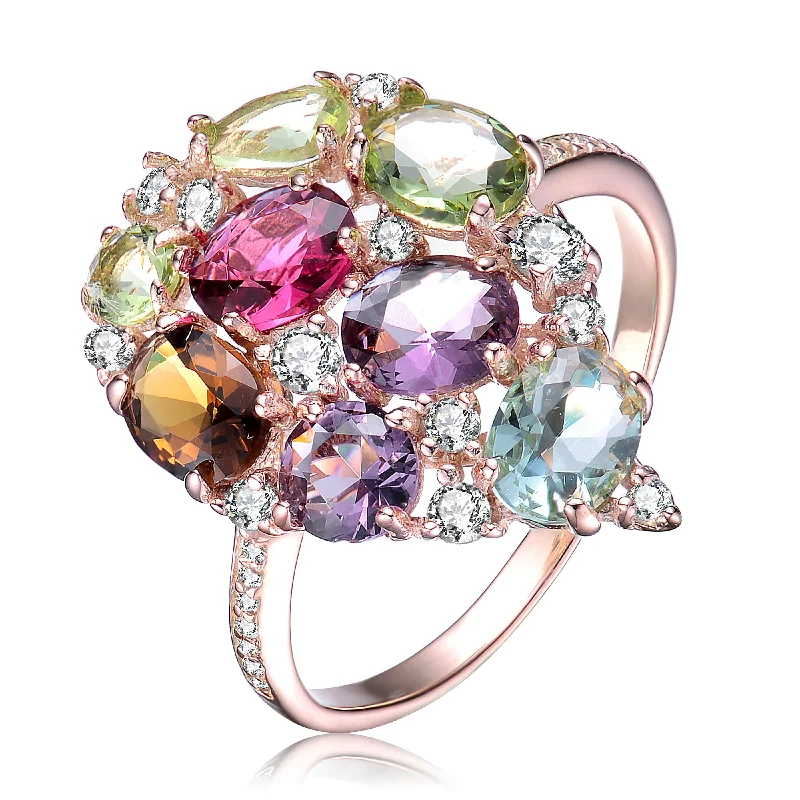 Your Perfect Accessory At The Perfect Price Palette Isabelle Multicolor Rose Gold CZ Limited Time Special Ring