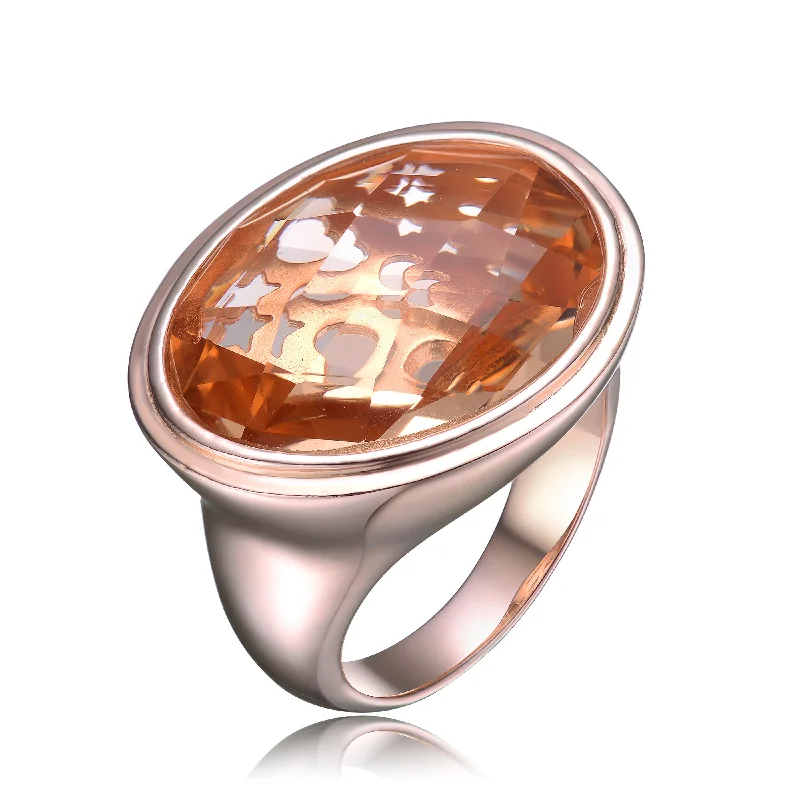 Accessorize For Less – Luxury Jewelry At Affordable Prices 18K Rose Gold Plated Morganite Cubic Zirconia Solitaire Ring