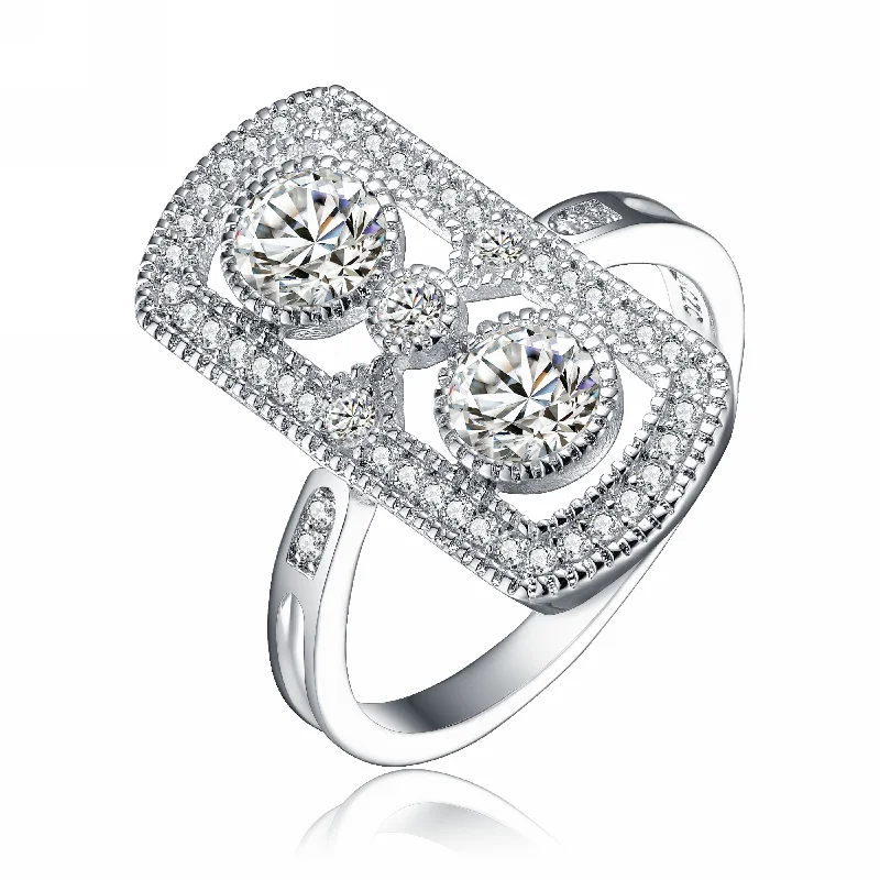 Huge Markdowns On Premium Jewelry Styles Sterling Silver Clear Round Cubic Zirconia Modern Ring Huge Markdowns On Premium Jewelry Styles Sterling Silver Clear Round Cubic Zirconia Modern Ring