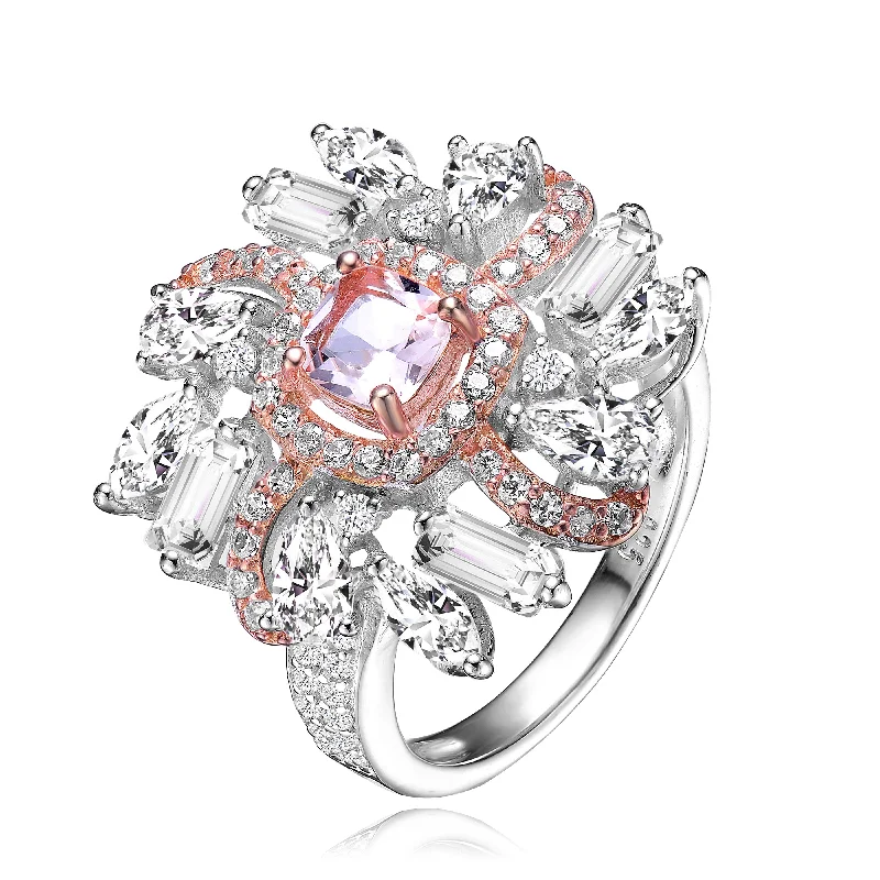 Discover Unique Jewelry With Special Limited-Time Offers Sterling Silver Two Tone Plated Cubic Zirconia Cluster Ring