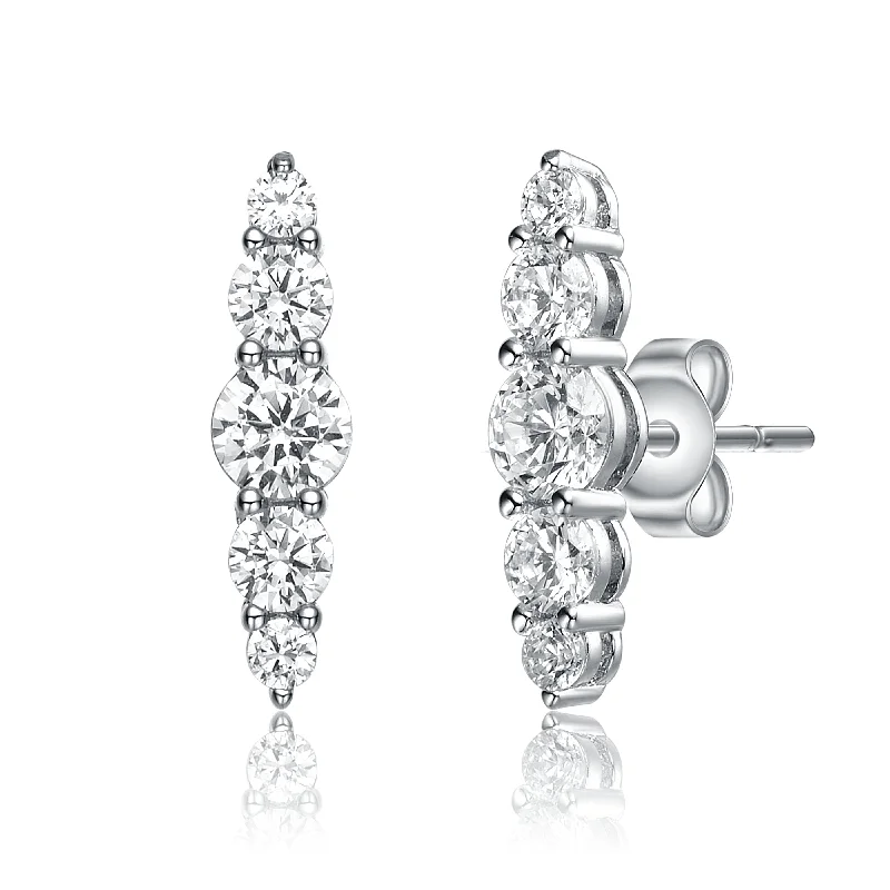 Affordable Glamour – Premium Jewelry For Less Sterling Silver Cubic Zirconia 5-Stone Linear Journey Earrings Affordable Glamour – Premium Jewelry For Less Sterling Silver Cubic Zirconia 5-Stone Linear Journey Earrings