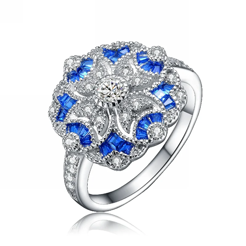 Dazzling Deals On Necklaces, Bracelets, And More Sterling Silver Sapphire Cubic Zirconia Floral Cocktail Ring Dazzling Deals On Necklaces, Bracelets, And More Sterling Silver Sapphire Cubic Zirconia Floral Cocktail Ring
