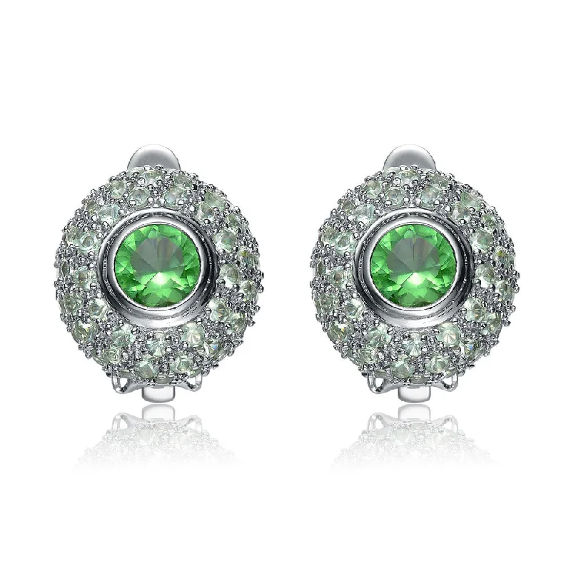 Exclusive Jewelry Sale – Sparkle For Less Sterling Silver Green and Clear Cubic Zirconia Button Ring Limited Time Special Earrings Exclusive Jewelry Sale – Sparkle For Less Sterling Silver Green and Clear Cubic Zirconia Button Ring Limited Time Special Earrings